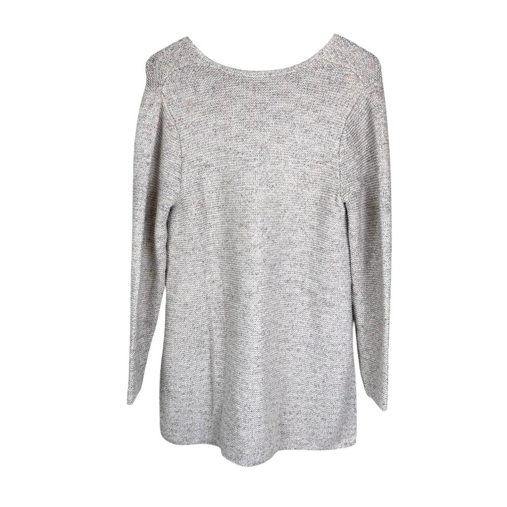 J. Jill Pure Jill Neutral Gray Speckled V-neck Long Sleeve Knit Tunic Sweater - Picture 10 of 13